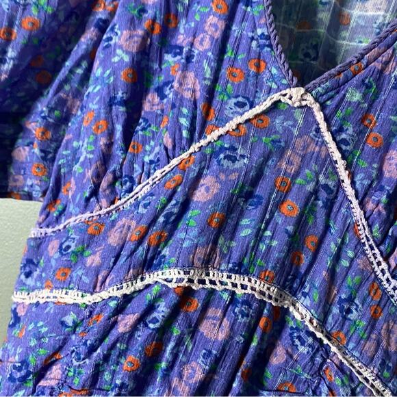 LOVESHACKFANCY Blue Ditzy Floral Sundress Euro Summer Cotton Cottage Coastal 4 - Picture 4 of 10